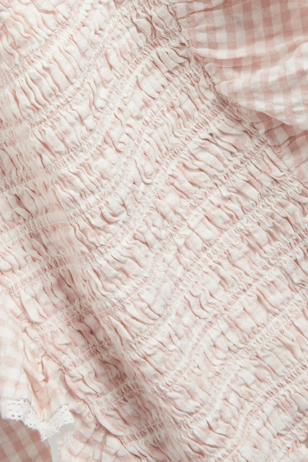 Women's pink checked frill blouse