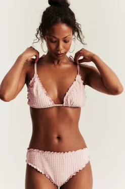 Women's pink checkered bikini bottoms