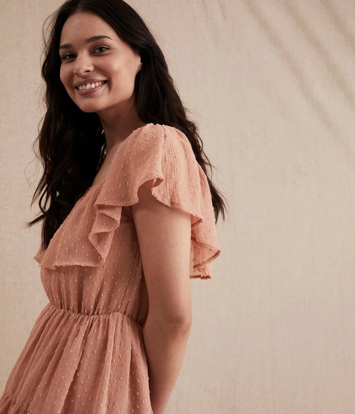 Womens pink chiffon dress