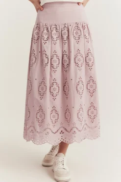 Women's pink embroidered skirt