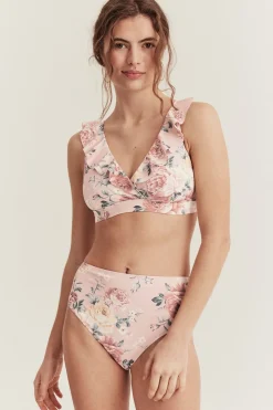 Women's pink floral bikini briefs