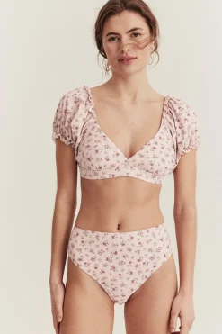 Women's pink floral bikini briefs