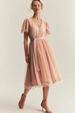 Women's pink mesh dress