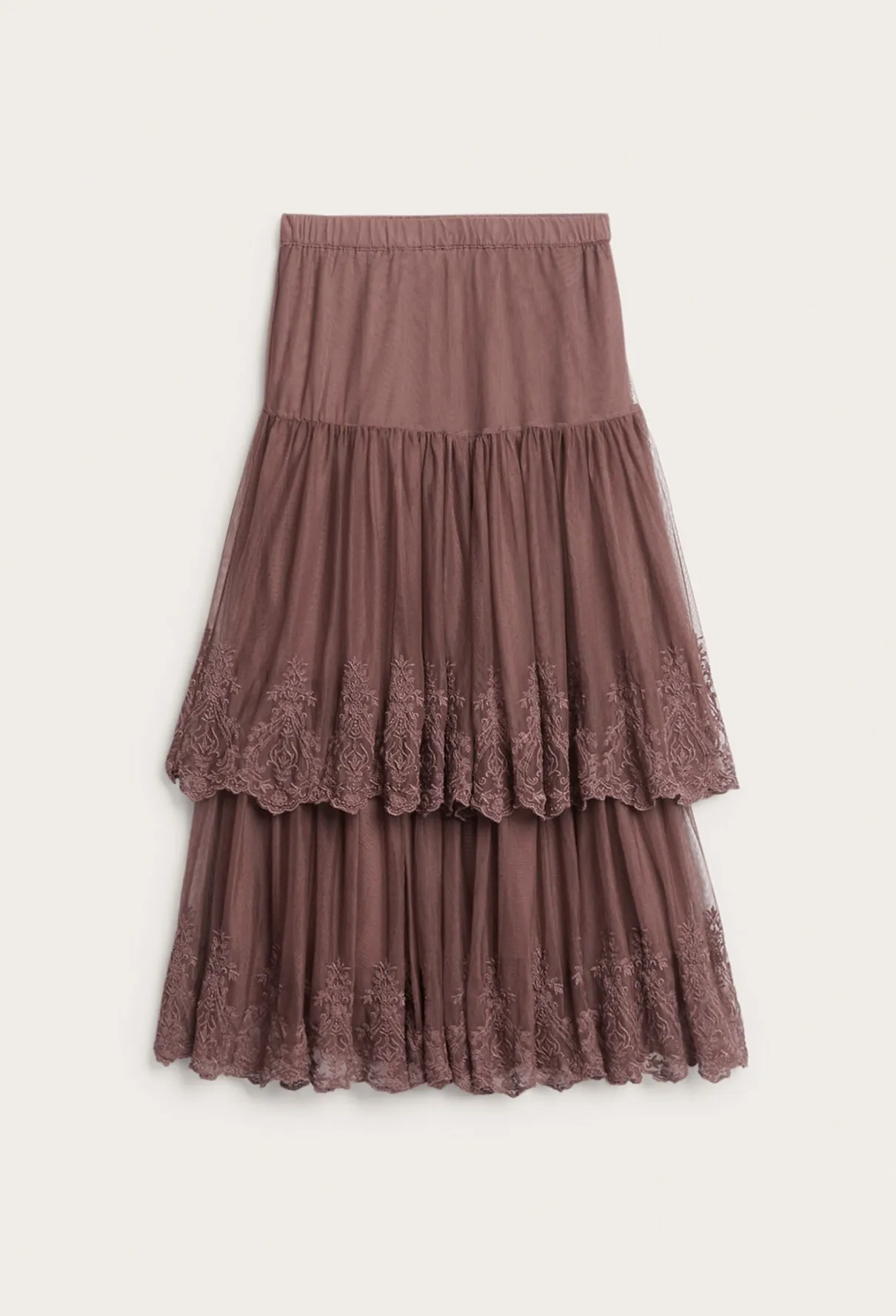 Women's pink mesh skirt with embroidery