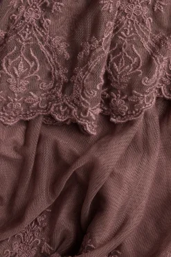 Women's pink mesh skirt with embroidery