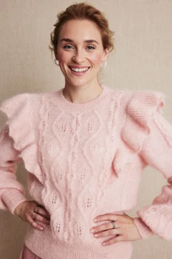Womens pink pattern knitted jumper