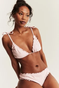 Women's pink triangle bikini top