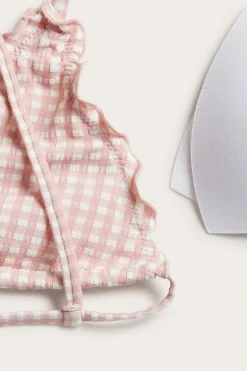 Women's pink triangle bikini top