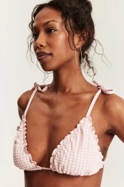 Women's pink triangle bikini top