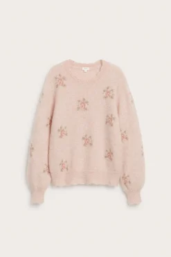 Women's pink wool and mohair-blend jumper