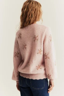 Women's pink wool and mohair-blend jumper