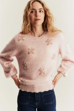 Women's pink wool and mohair-blend jumper
