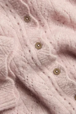 Women's pink wool blend short-sleeve cardigan