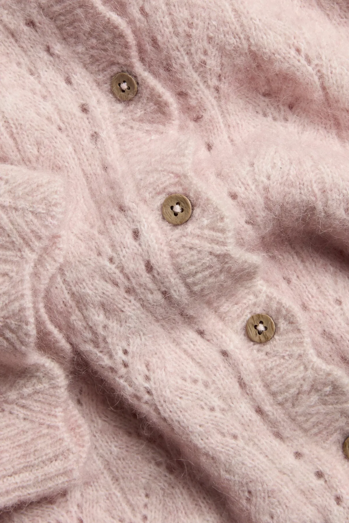 Women's pink wool blend short-sleeve cardigan