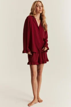 Women's red frill pyjamas