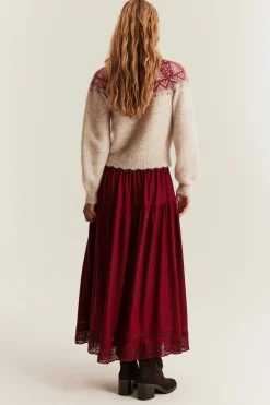 Women's red skirt with lace details