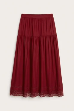 Women's red skirt with lace details