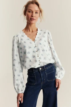 Women's white floral blouse
