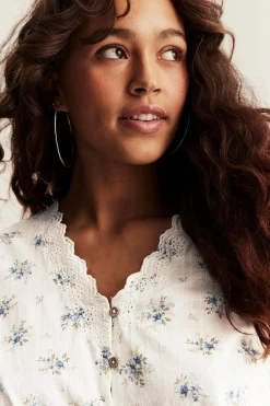 Women's white floral blouse