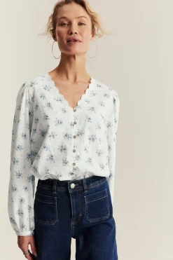 Women's white floral blouse