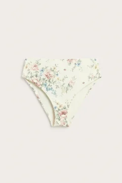 Women's white floral high-waist bikini briefs