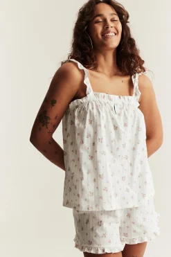 Women's white floral pyjamas