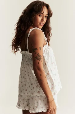 Women's white floral pyjamas