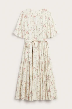 Women's white floral short‑sleeved dress