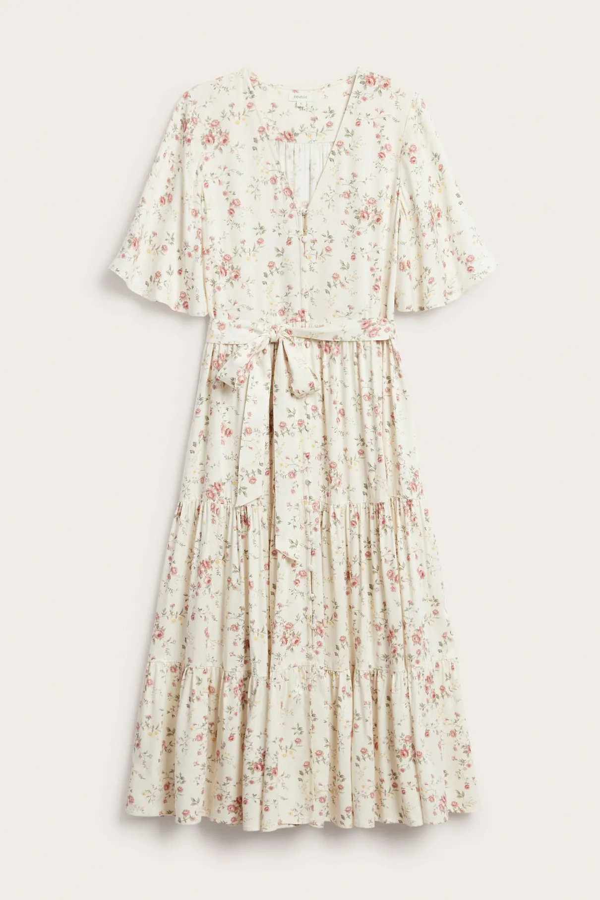 Women's white floral short‑sleeved dress