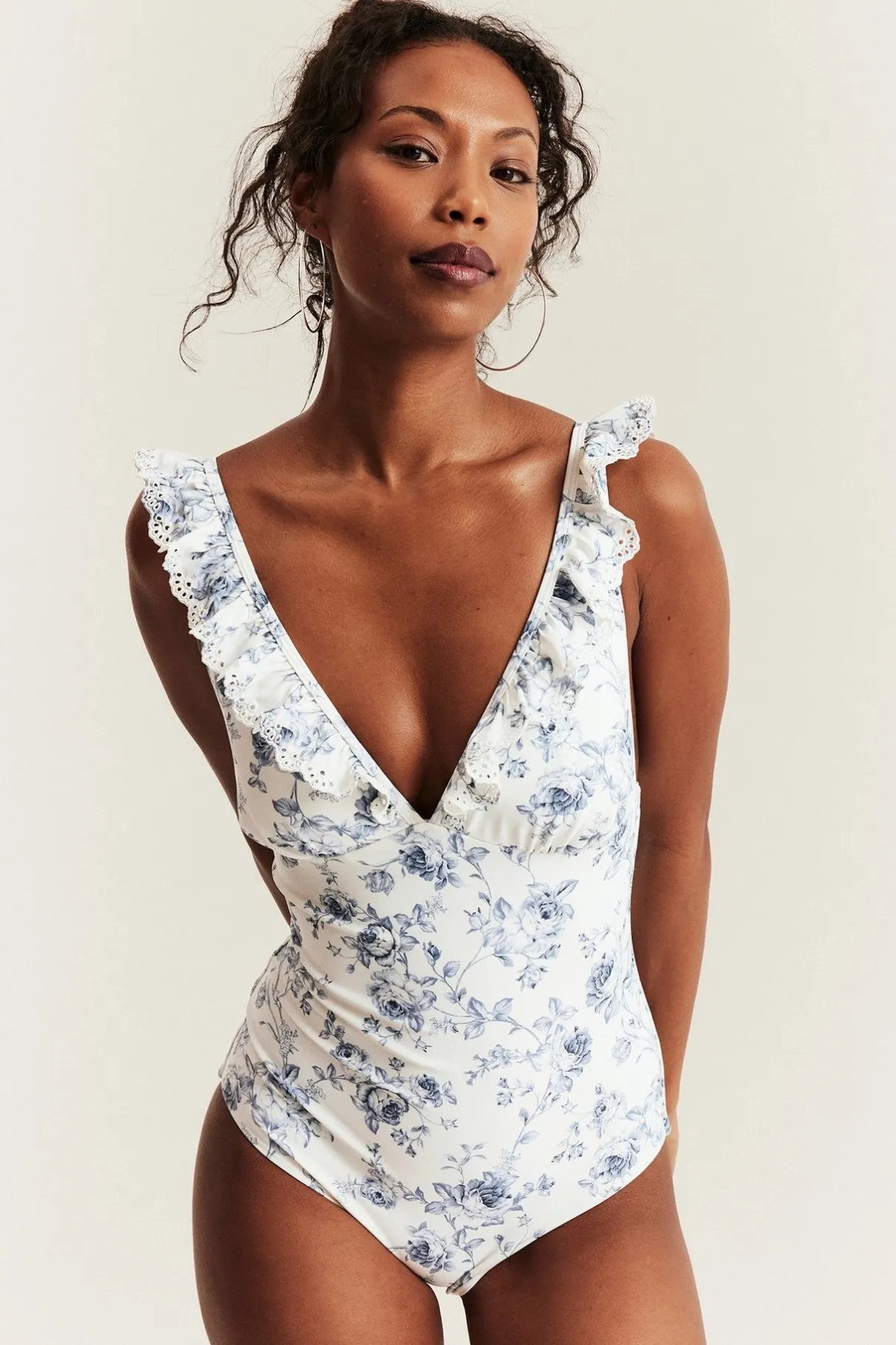 Women’s white floral swimsuit