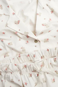 Women's white floral teddy bear pyjamas