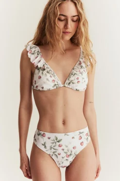 Women's white strawberry bikini briefs