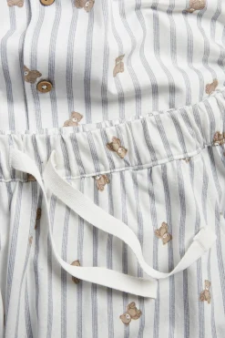 Women's white striped teddy bear pyjamas