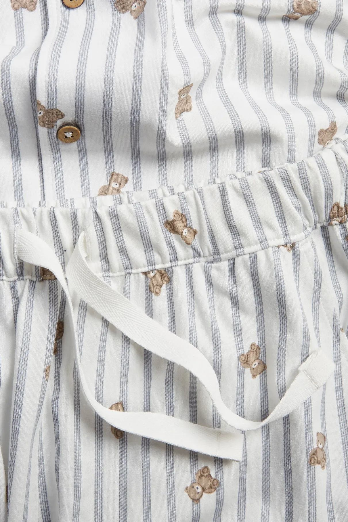 Women's white striped teddy bear pyjamas
