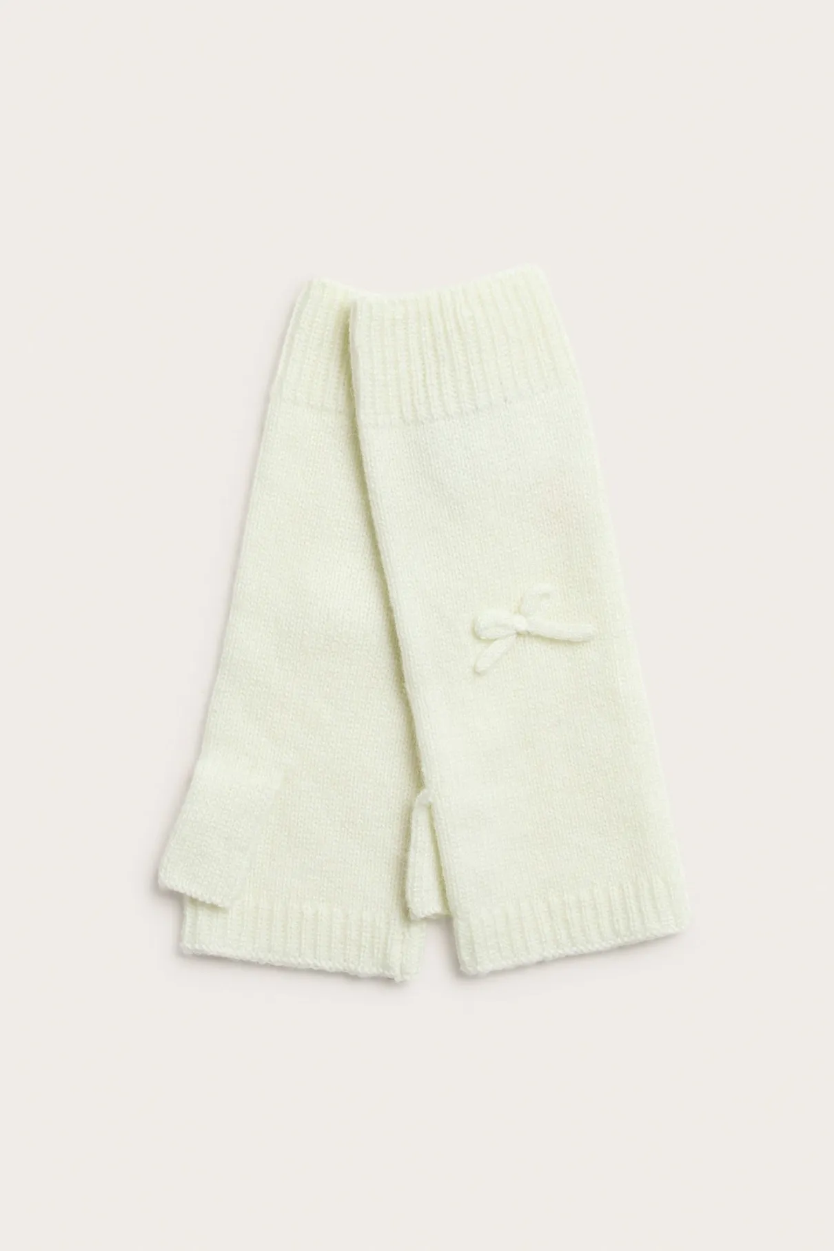 Women's white wool and cashmere blend wrist warmers
