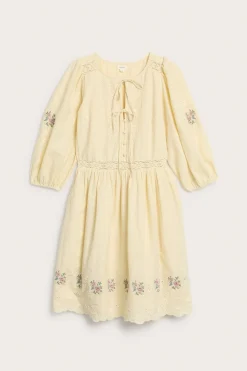 Women's yellow embroidered dress