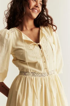 Women's yellow embroidered dress