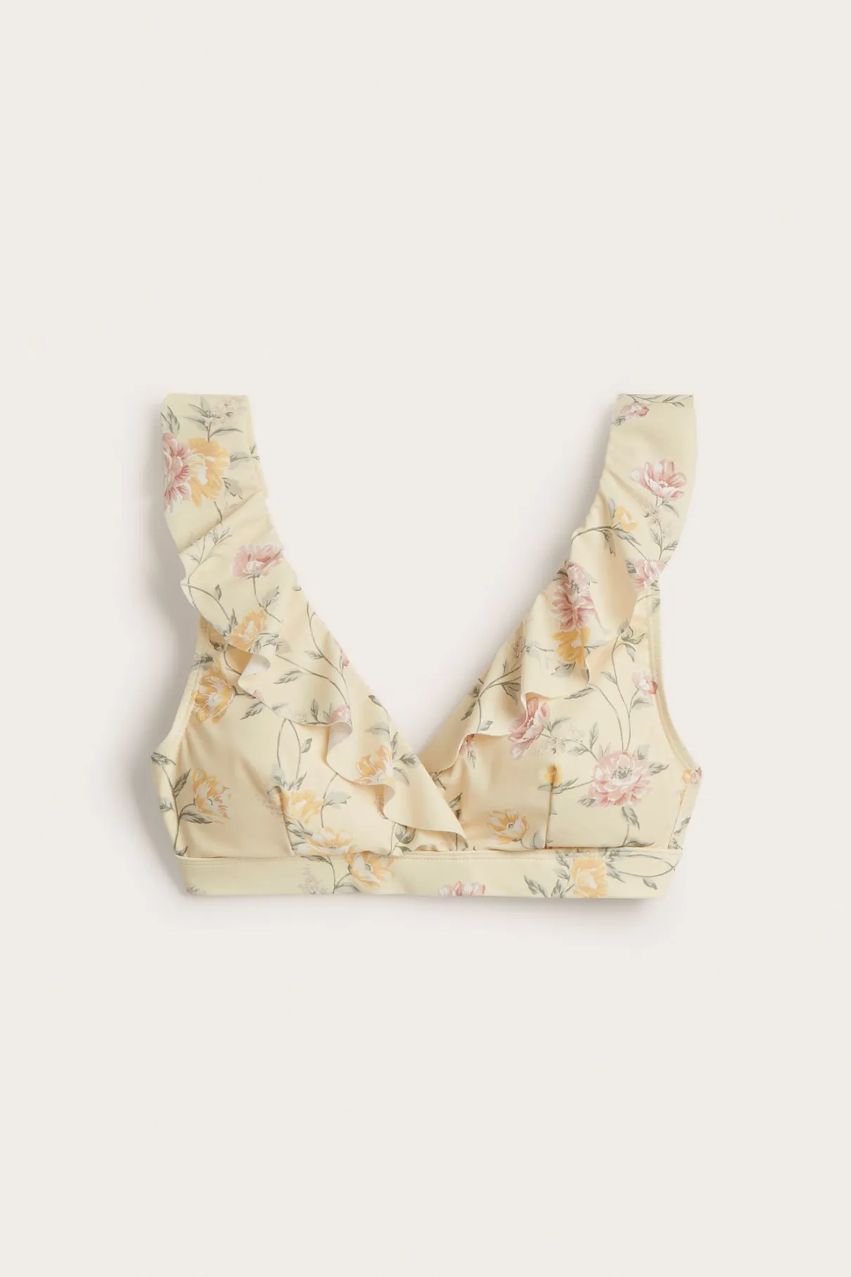 Women's yellow floral bikini top
