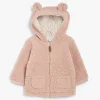 Baby pink teddy fur zipper front hoodie
