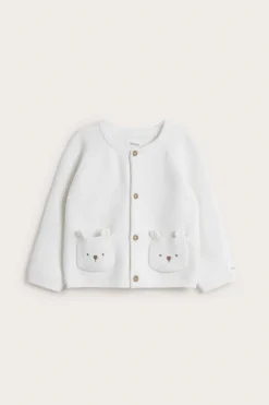 Baby white cardigan with cute pockets